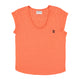 Short sleeve t-shirt w/ deep round neck | Orange linen