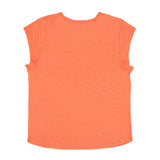 Short sleeve t-shirt w/ deep round neck | Orange linen