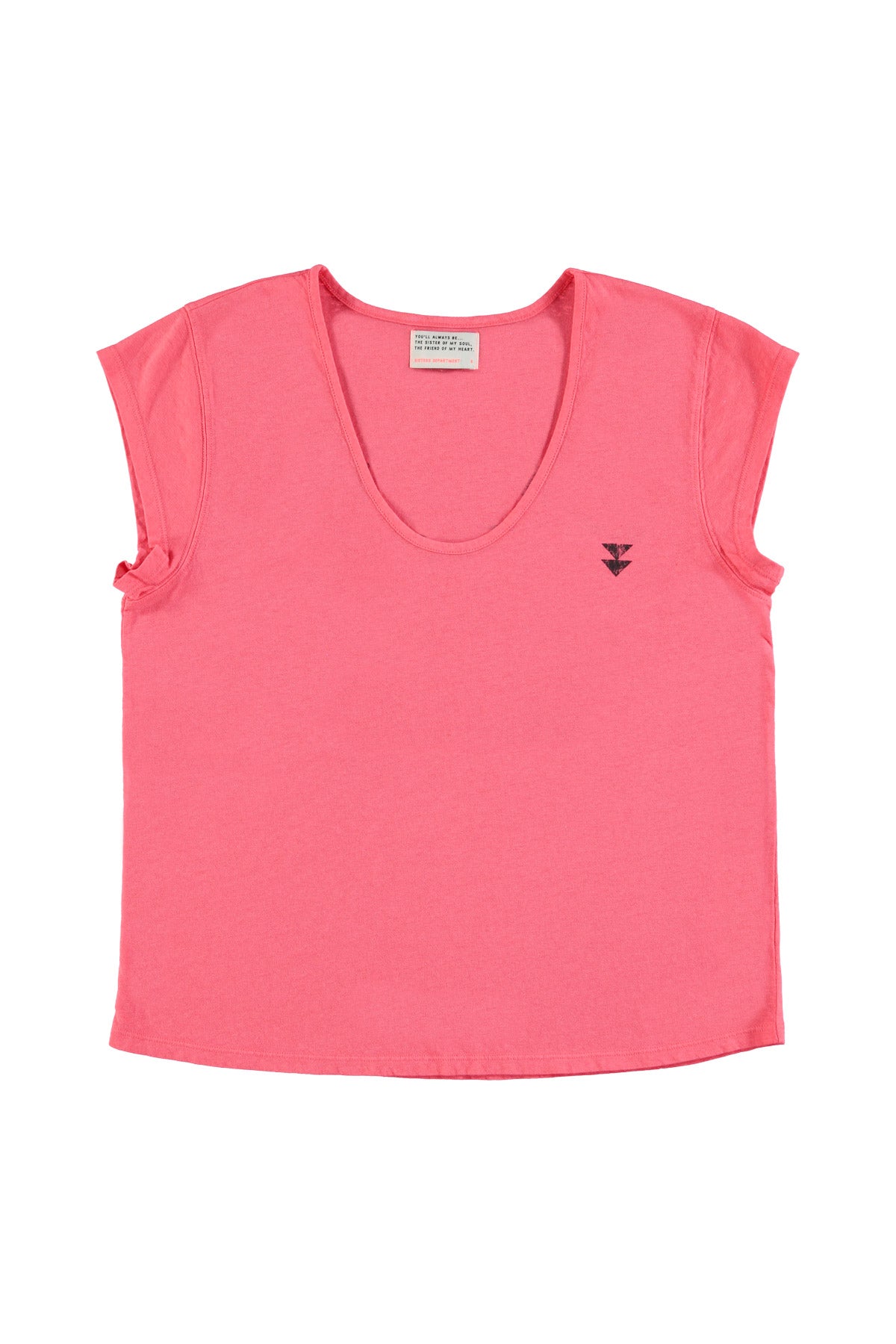 Short sleeve t-shirt w/ deep round neck | Pink w/ "Sunday slice"print