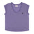 Short sleeve t-shirt w/ deep round neck | Purple linen