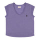 Short sleeve t-shirt w/ deep round neck | Purple linen