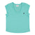 Short sleeve t-shirt w/ deep round neck | Turquoise linen