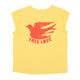 Short sleeve t-shirt w/ deep round neck | Yellow w/ "free love" print