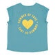 Short sleeve t-shirt w/ deep round neck | blue w/ "summer of love" print