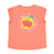 Short sleeve t-shirt w/ deep round neck | dark pink w/ cherries print