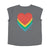Short sleeve t-shirt w/ deep round neck | grey w/ multicolour hearts print