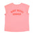 Short sleeve t-shirt w/ deep round neck | pink w/ "baby needs summer" print