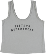 Sleeveless top w/ v-neck | Grey w/ "sisters department" print