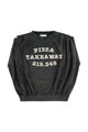 Sleeveless fitted top | Faded black w/ "pizza takeaway" print