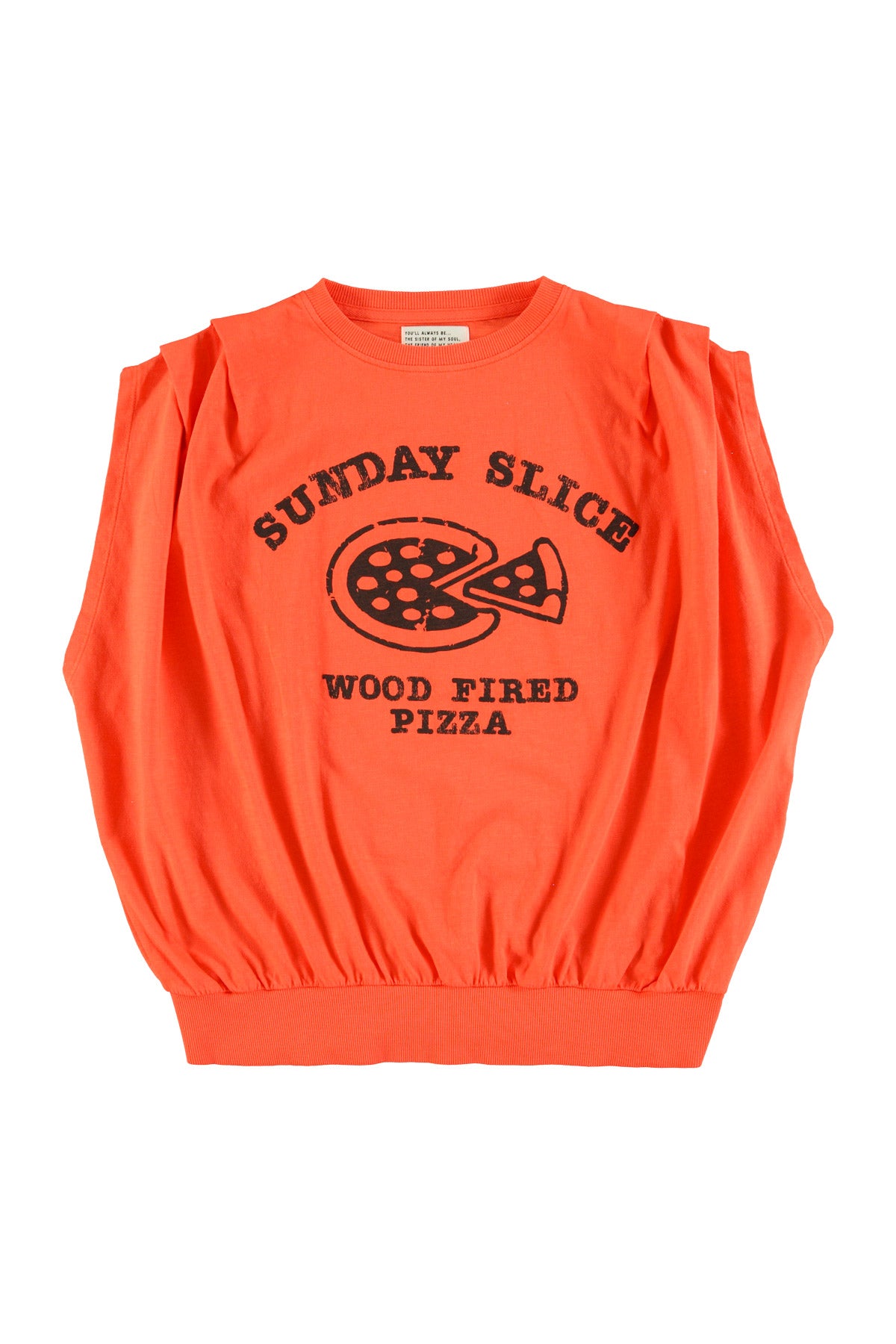 Sleeveless fitted top | Orange w/ "sunday slice" print