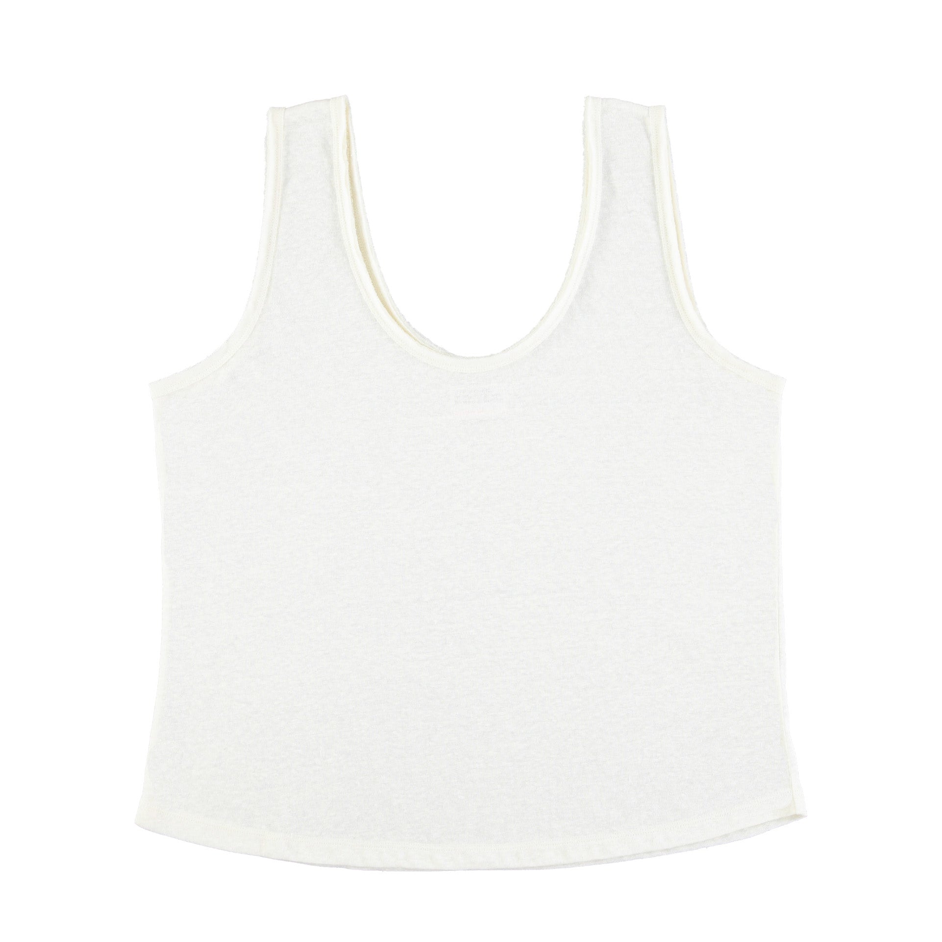 Sleeveless linen top w/ v-neck | white