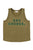Sleeveless round neck top | Khaki w/ "say cheese" print