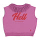 Sleeveless sweatshirt w/ tulle collar  | Magenta w/ "hell" print