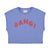 Sleeveless t-shirt/top w/ round neck | Blue w/ "bang" print