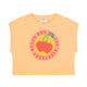 Sleeveless t-shirt/top w/ round neck | peach w/ cherries print