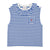 Sleeveless t-shirt w/ collar | Blue & ecru stripes