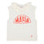 Sleeveless t-shirt w/  collar | Ecru  w/ "mafia" print