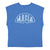 Sleeveless t-shirt w/ deep round neck | Blue w/ "mafia" print