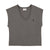 Sleeveless t-shirt w/ deep round neck | Dark grey w/ "famiglia" print