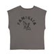 Sleeveless t-shirt w/ deep round neck | Dark grey w/ "famiglia" print