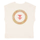 Sleeveless t-shirt w/ deep round neck | Ecru w/ sisters department logo print