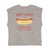 Sleeveless t-shirt w/ deep round neck | Grey w/ hot dog print