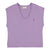 Sleeveless t-shirt w/ deep round neck | Lilac w/ "hell" print