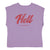 Sleeveless t-shirt w/ deep round neck | Lilac w/ "hell" print