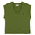 Sleeveless t-shirt w/ deep round neck | Olive green w/ red apple print