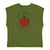 Sleeveless t-shirt w/ deep round neck | Olive green w/ red apple print