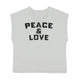 Sleeveless t-shirt w/ deep round neck | light grey w/ "peace & love" print