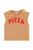 Sleeveless t-shirt w/ peter pan collar | Brown w/ "pizza" print