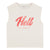 Sleeveless t-shirt w/ round neck | Ecru w/ "hell" print