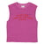 Sleeveless t-shirt w/ round neck | Fuchsia w/ "ni en todo lado"  print