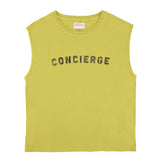 Sleeveless t-shirt w/ round neck | Green w/ "Concierge" print