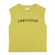 Sleeveless t-shirt w/ round neck | Green w/ "Concierge" print