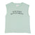 Sleeveless t-shirt w/ round neck | Green w/ "sisters department" print