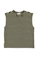 Sleeveless t-shirt w/ round neck | Kakhi & black stripes