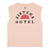 Sleeveless t-shirt w/ round neck | Light pink w/ "late checkout" print