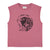 Sleeveless t-shirt w/ round neck | Old pink w/ "black fish" print