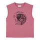 Sleeveless t-shirt w/ round neck | Old pink w/ "black fish" print