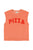 Sleeveless t-shirt w/ round neck | Peach w/ "pizza" print