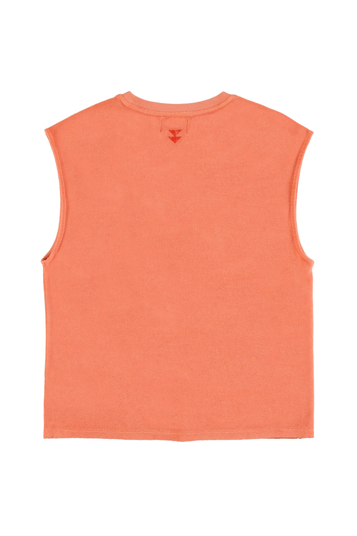 Sleeveless t-shirt w/ round neck | Peach w/ "pizza" print
