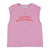 Sleeveless t-shirt w/ round neck | Pink w/ "sisters department" print