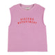 Sleeveless t-shirt w/ round neck | Pink w/ "sisters department" print