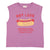 Sleeveless t-shirt w/ round neck | Purple w/ "hot love" print