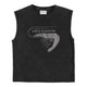 Sleeveless t-shirt w/ round neck | Washed black w/ "love bandit" print