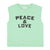 Sleeveless t-shirt w/ round neck | green w/ "peace & love" print