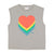 Sleeveless t-shirt w/ round neck | grey w/ multicolour hearts print