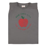 Sleeveless t-shirt w/ shoulder pads | Dark grey  w/ red apple print